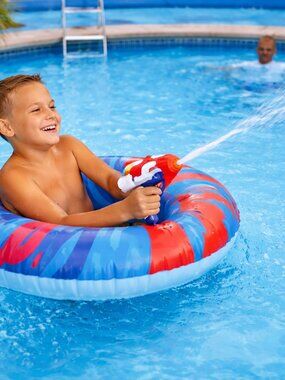 Nerf Super Soaker Pool Float Ride-On Water Blaster Inflatable Kids Summer Toy